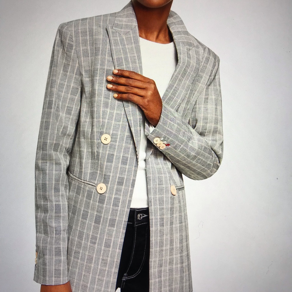 Mango Checked Structure Blazer